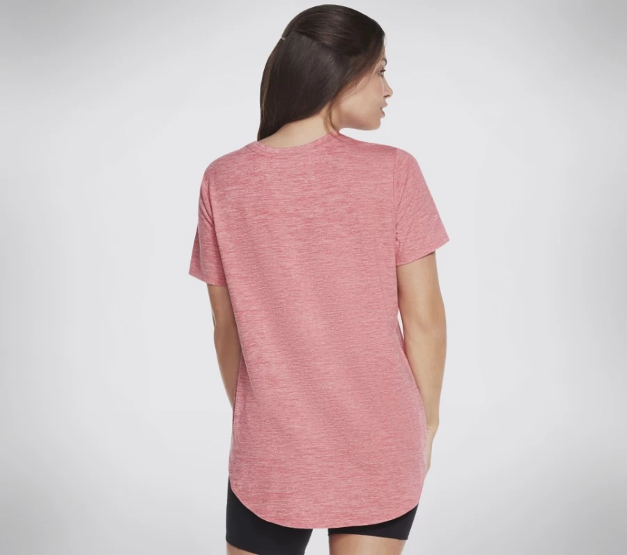 SKECHERS Women's Go Dri Swift Tunic Tee - Moisture Wicking Red & Pink Athletic Top