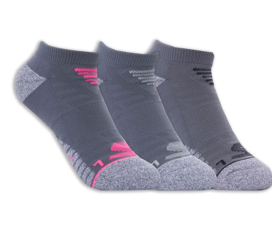 SKECHERS Women's Gray No Show Microfiber Socks 3-Pack - Invisible Low Cut Liner Socks
