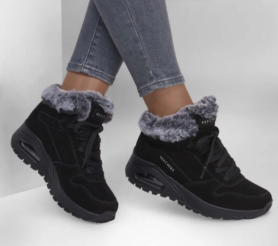 SKECHERS Women's Uno Rugged Boots in Black - Winter Style