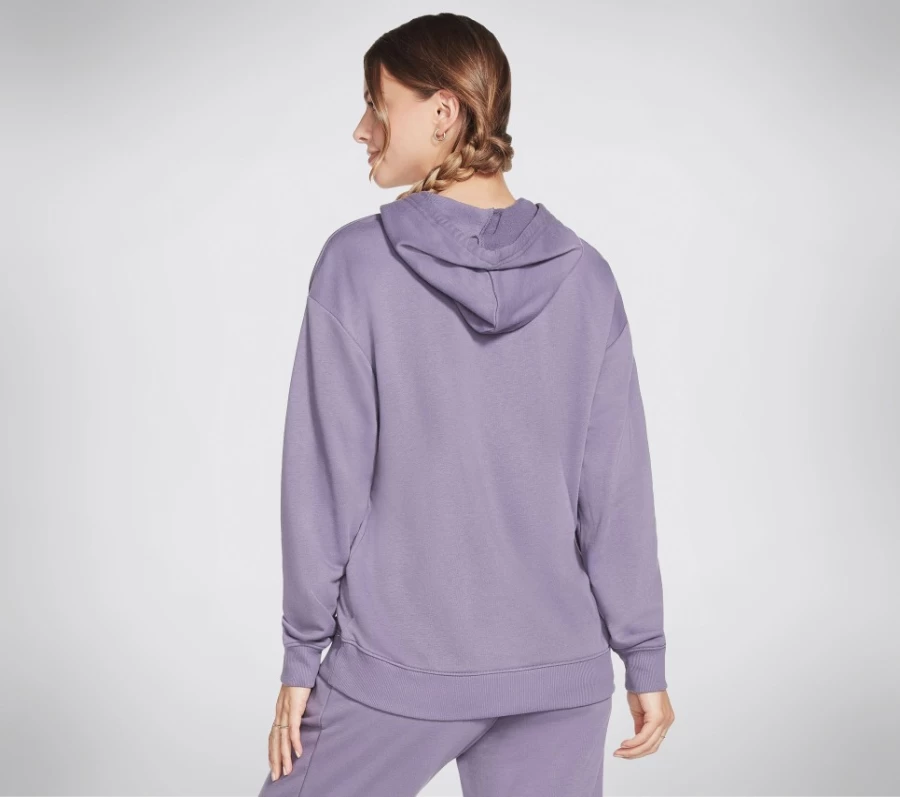 SKECHERS Women's Gray & Purple Dawg Pouch Pullover Hoodie | Bobs Apparel Comfort Sweatshirt