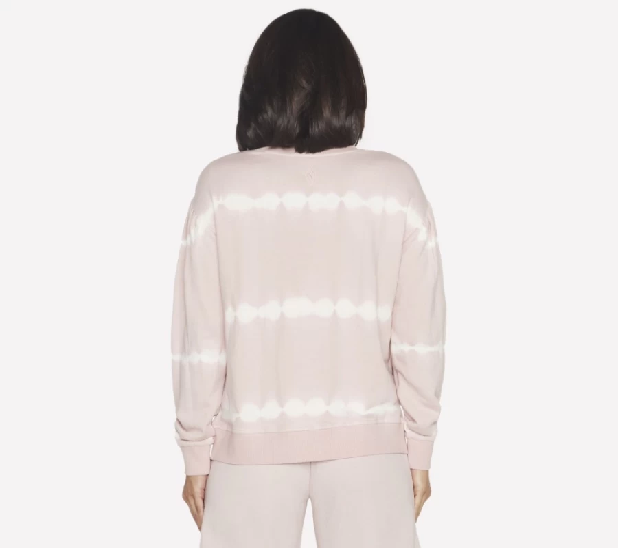 SKECHERS Women's Light Pink Stripe Crewneck Sweatshirt - Skechdye Design