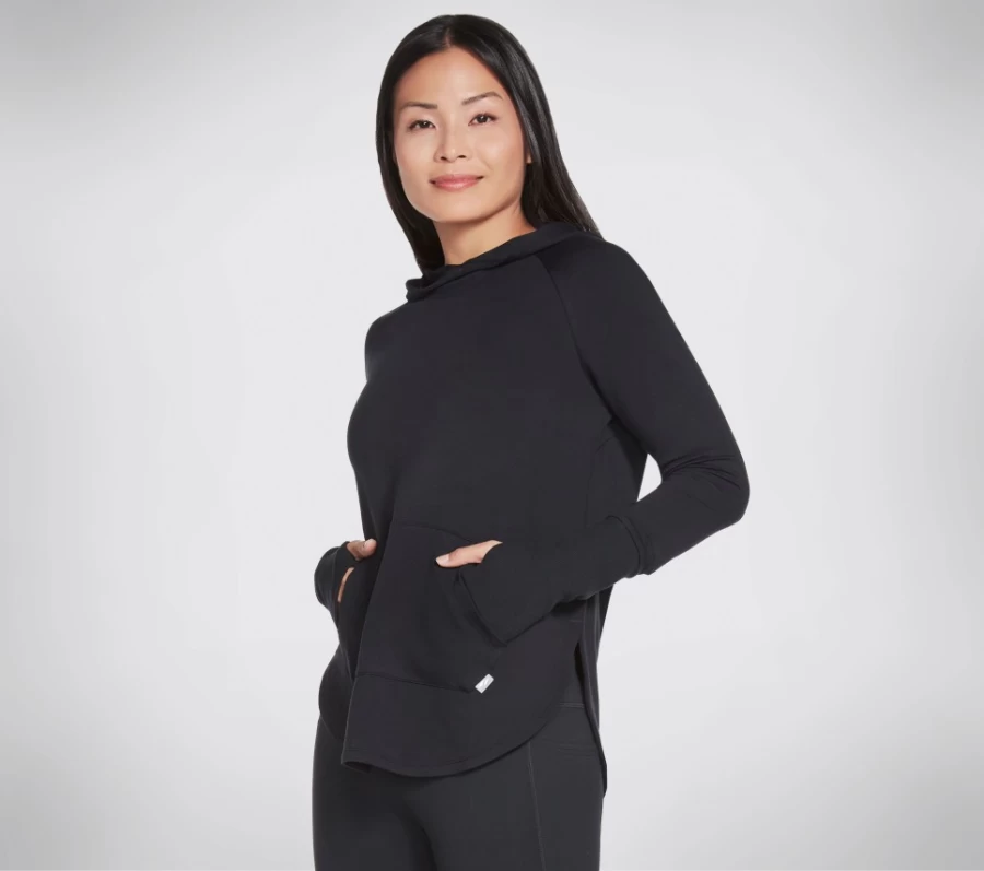 SKECHERS Women's Go Lounge Awakened Hoodie - Black Casual Comfort Pullover