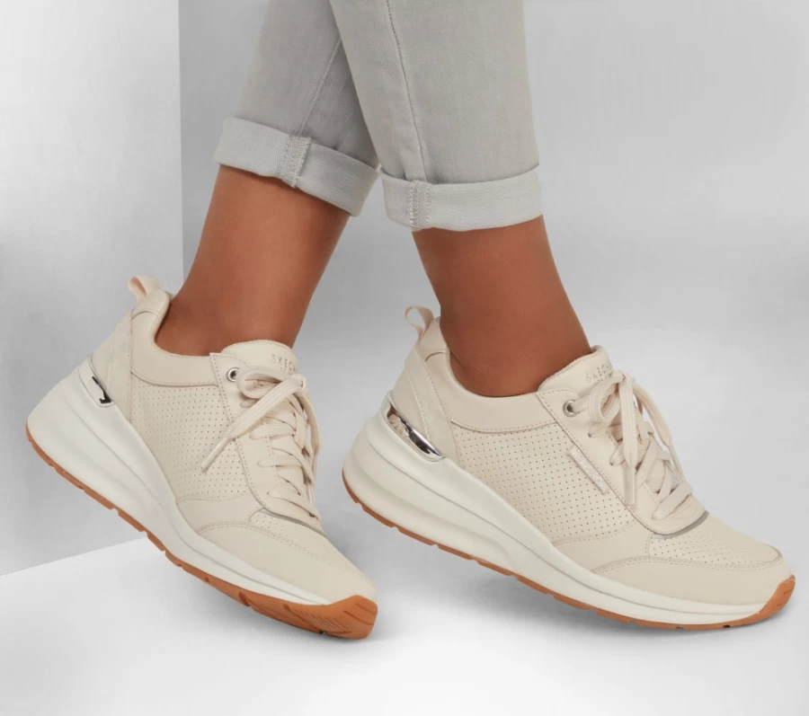 SKECHERS Women's Off White Sneakers with Subtle Spots - Billion Collection