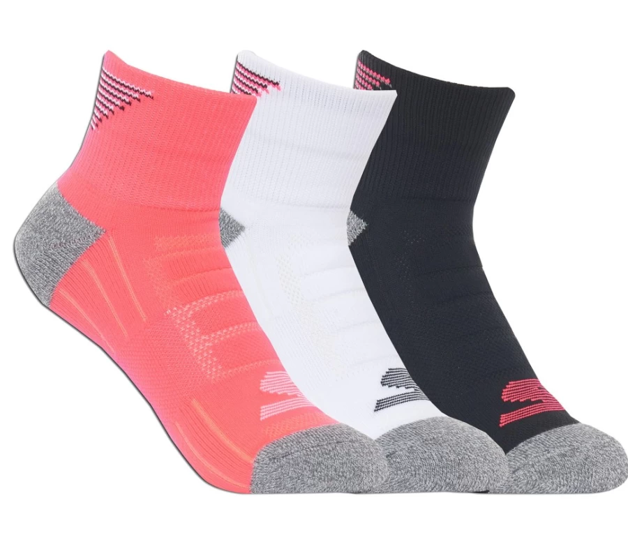 SKECHERS Women's 3 Pack Half Terry Athletic Socks - Pink & Black Comfort Workout Socks