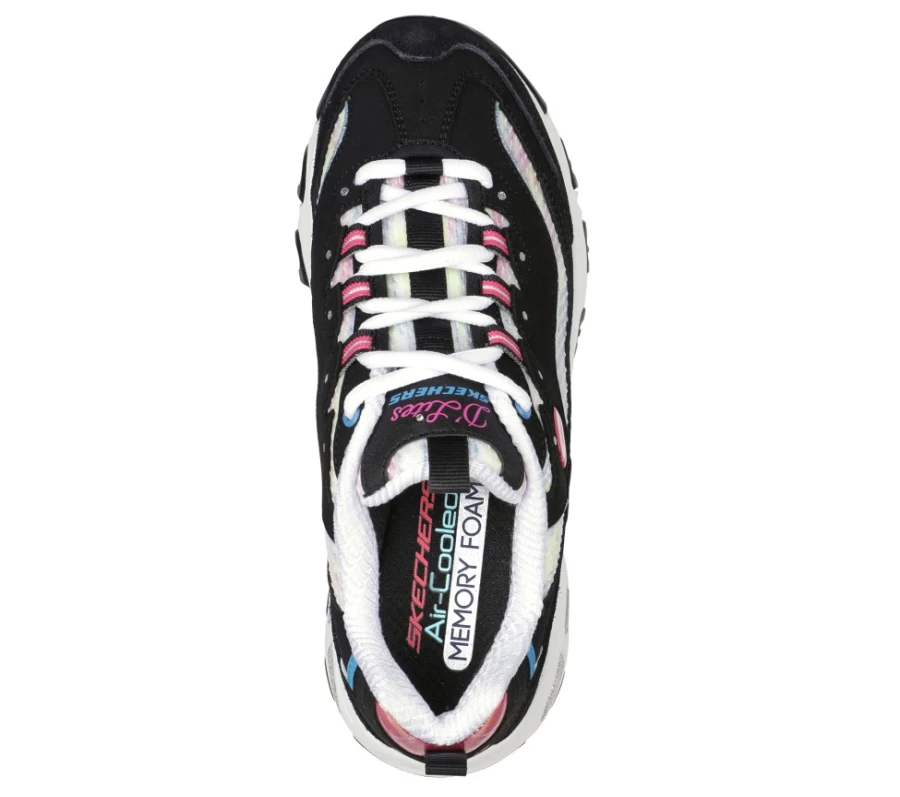 SKECHERS Women's D'Lites Sweet Moments Sneakers in Black & Multi Color