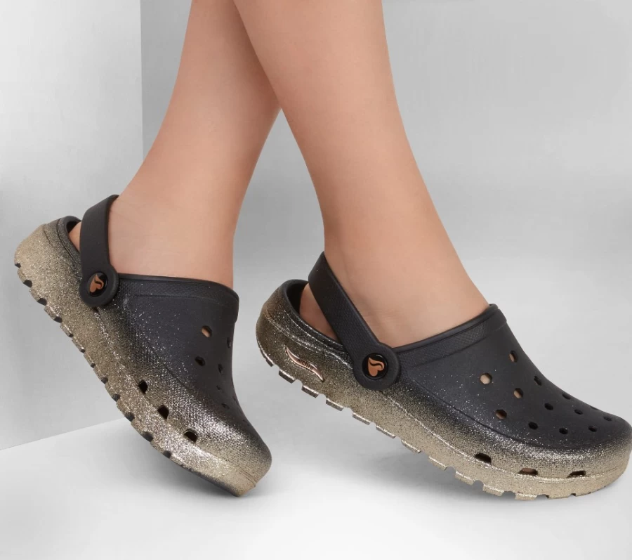 SKECHERS Women's Foamies Arch Fit Footsteps - Black & Gold Sneakers for Comfort & Style