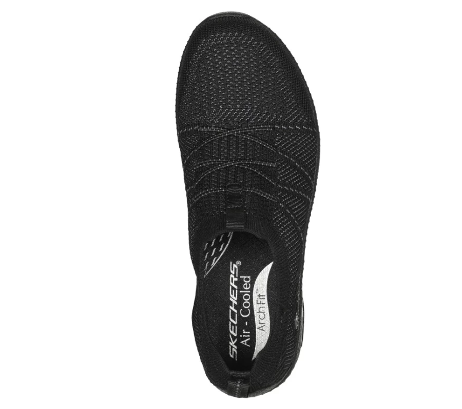 SKECHERS Women's Arch Fit Flex Sneakers in Black - Sunrise Story Comfort Walking Shoes