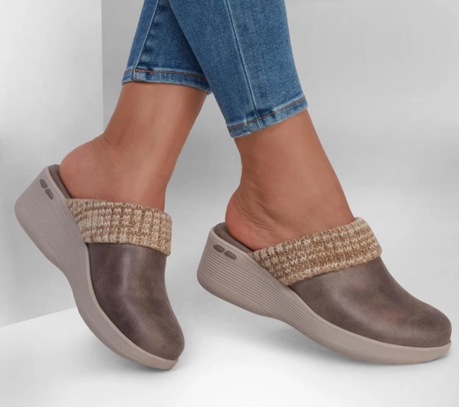 SKECHERS Women's Pier-Lite Find Joy Sneakers in Dark Taupe - Lightweight Comfort Walking Shoes