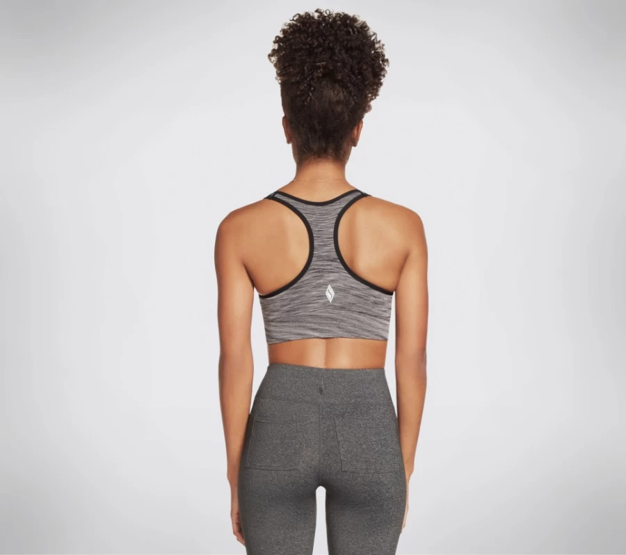 SKECHERS Women's Blue Multi Goknit Seamless Racer Bra - Lightweight Comfort Sports Top