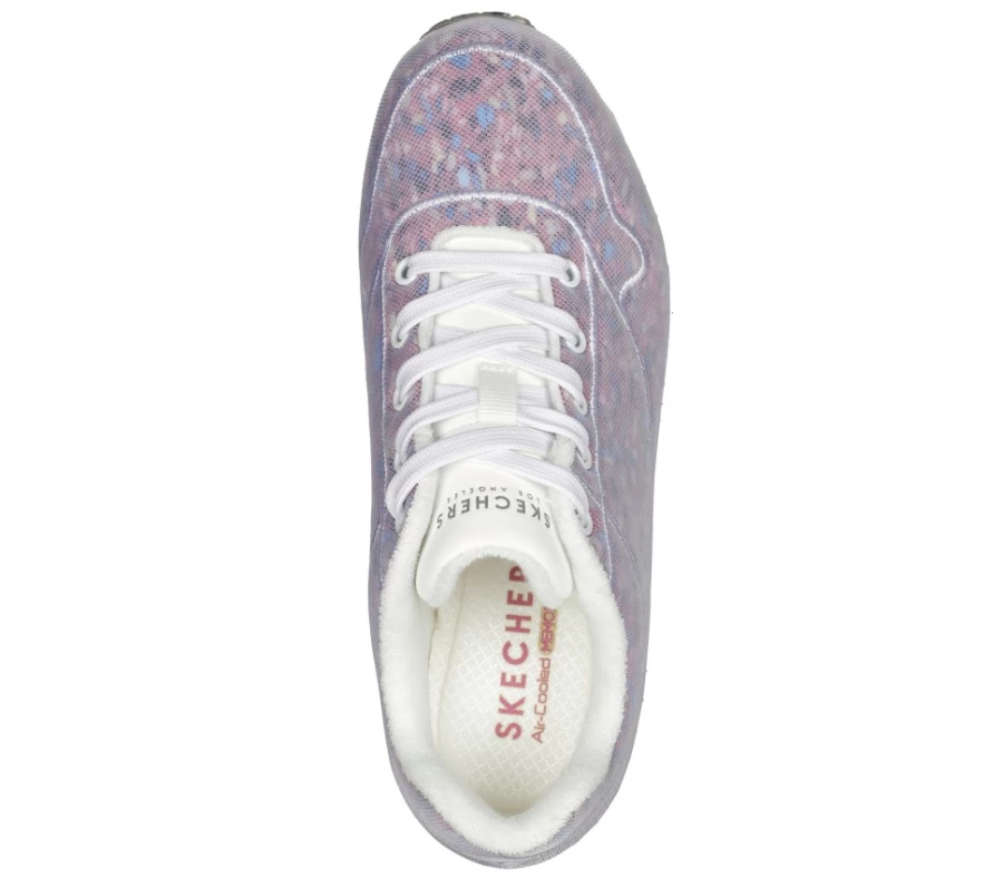 SKECHERS Women's Uno Planet-Airy Sneakers in White & Multi Color