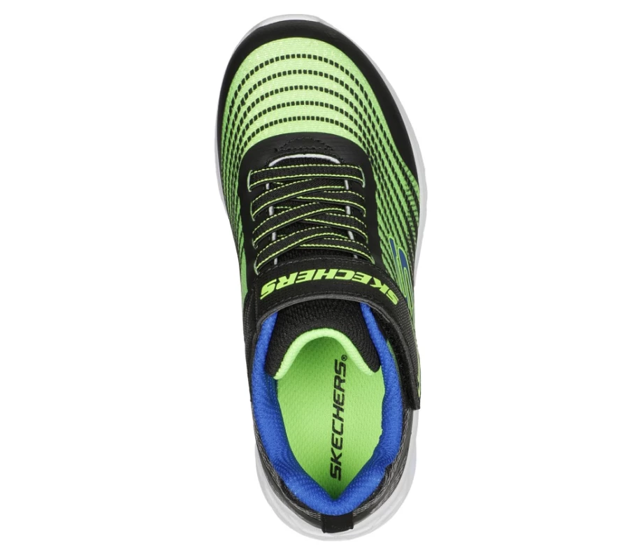 SKECHERS Kids Microspec Max II Sneakers - Black & Lime Athletic Shoes for Children