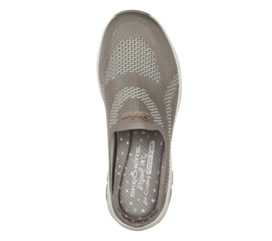 SKECHERS Women's Taupe Relaxed Fit Commute Time Knit Win Comfortable Sneakers
