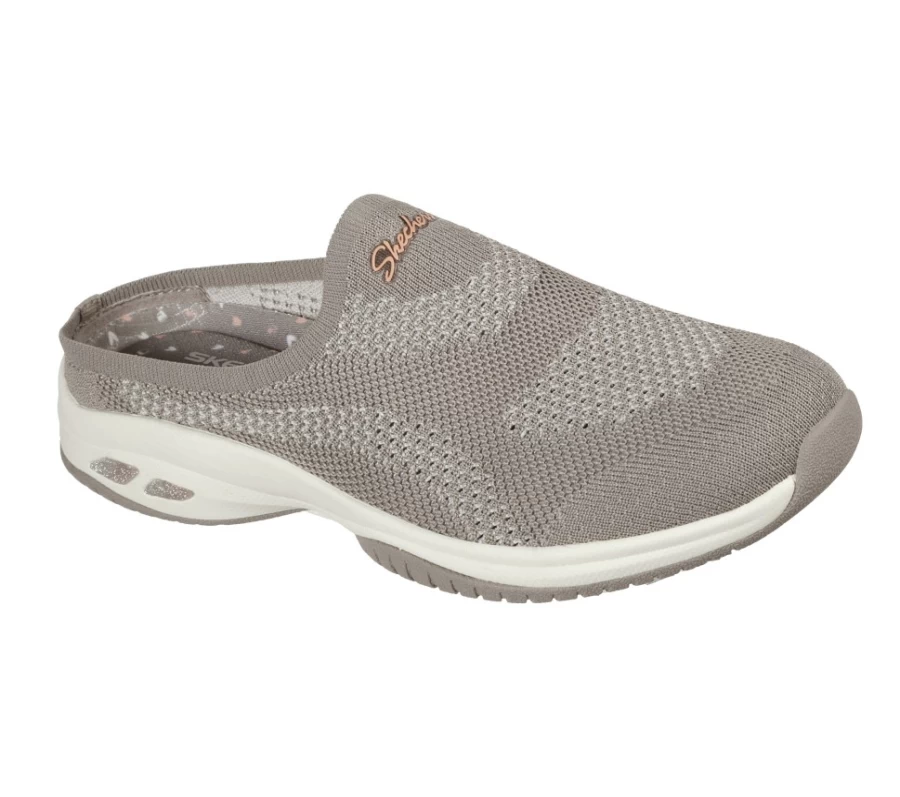 SKECHERS Women's Taupe Relaxed Fit Commute Time Knit Win Comfortable Sneakers