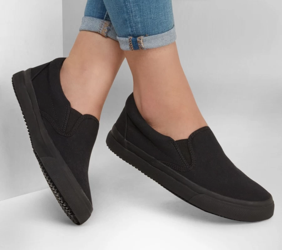 SKECHERS Women's Delvee Sr Work Shoes in Black - Comfortable & Durable Slip-Resistant Footwear