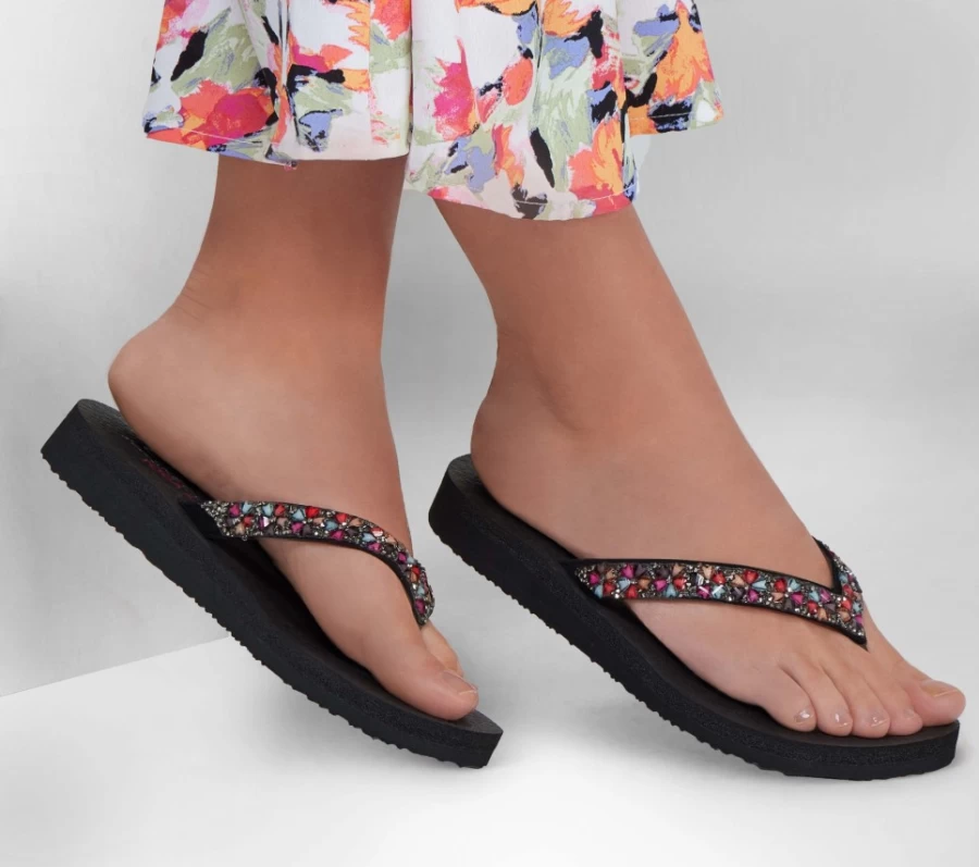 "SKECHERS Women's Black & Multi Daisy Delight Meditation Shoes"
