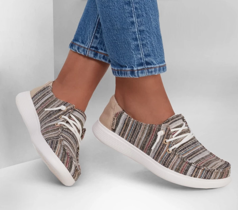 SKECHERS Women's Bobs Skipper - Tree Top Travel Sneakers in Natural/Multi Colors