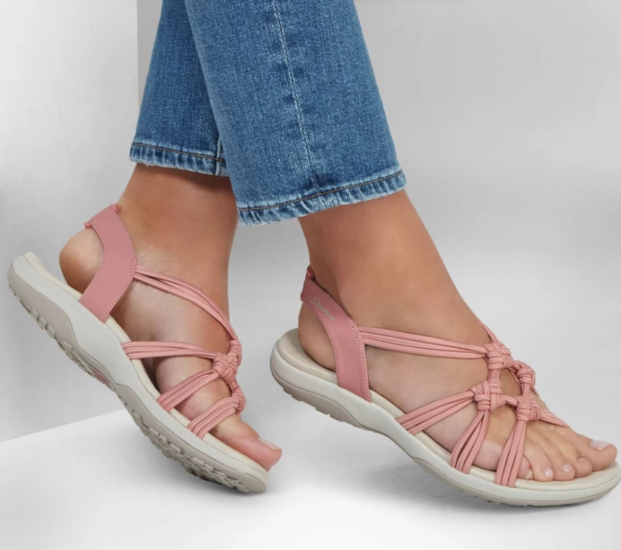 SKECHERS Women's Reggae Slim - Why Knot Sneakers in Coral | Comfortable Slip-On Loafers