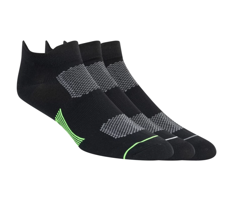 SKECHERS Men's Low Cut Breathable Mesh Performance Socks 3-Pack - Black