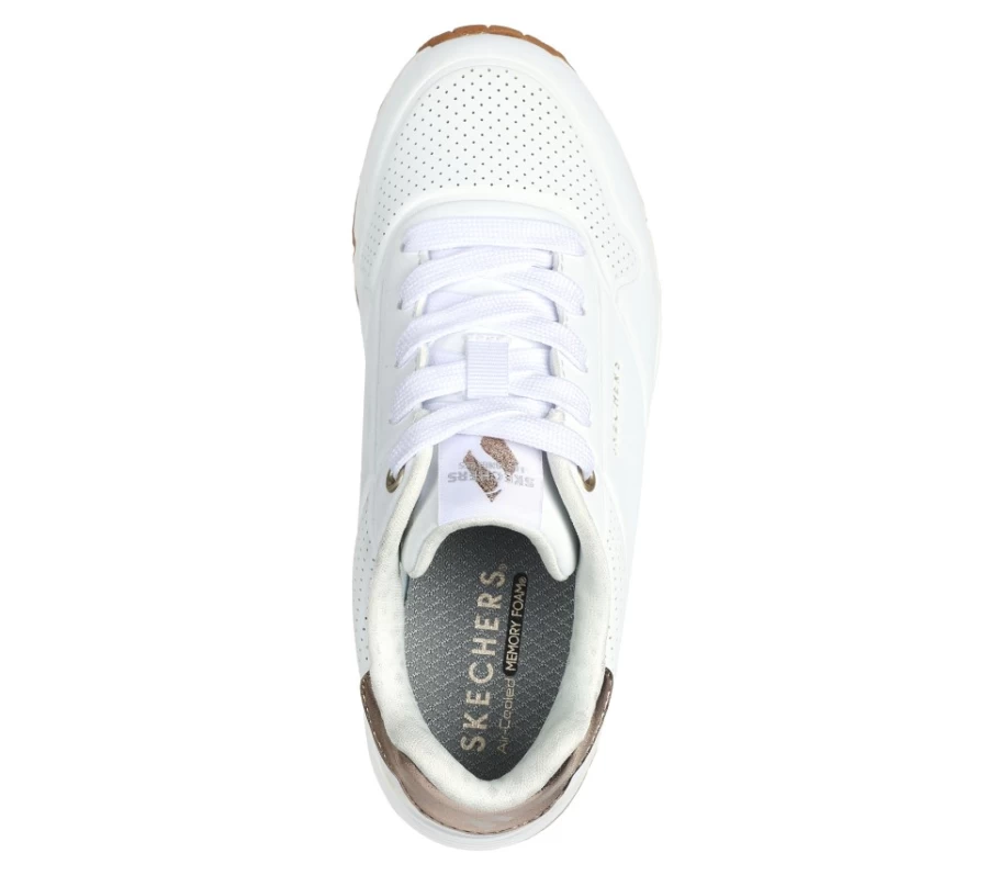 SKECHERS Kids Uno Gen1 - White Shimmer Away Sneakers for Children